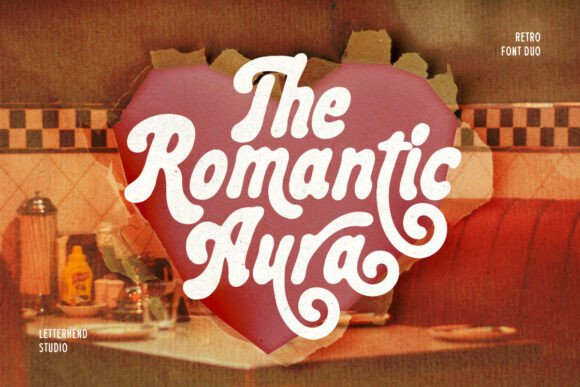 Romantic Aura Duo: A Groovy Retro Font for Bold Designs
